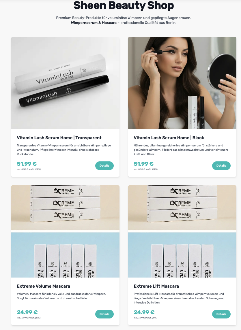 Sheen Beauty Shop - Premium Wimpernserum und Mascara online kaufen